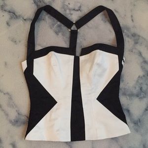 bebe T strap Black and White Dress top
